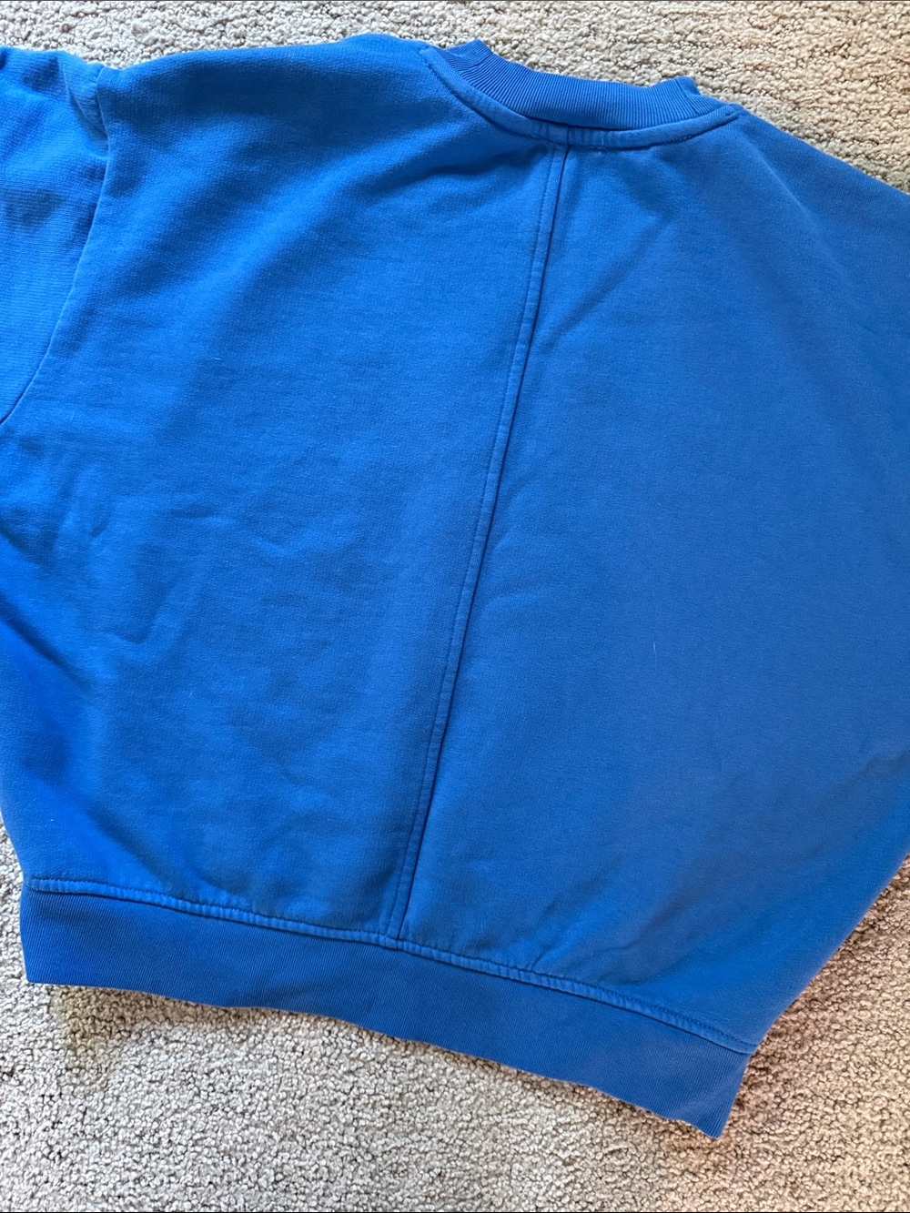 Madewell Varsity Blue Crewneck Sweatshirt with White Sleeve Stripes - Picture 4 of 4